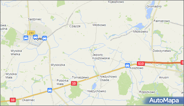 mapa Jeziorki Kosztowskie, Jeziorki Kosztowskie na mapie Targeo