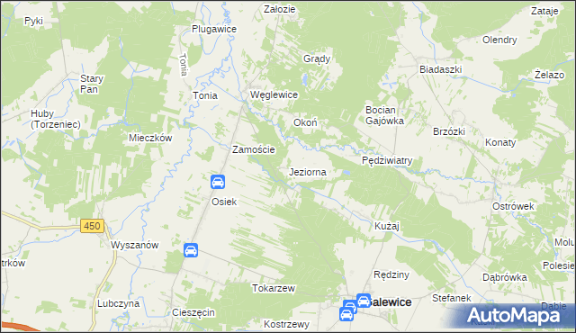 mapa Jeziorna gmina Galewice, Jeziorna gmina Galewice na mapie Targeo