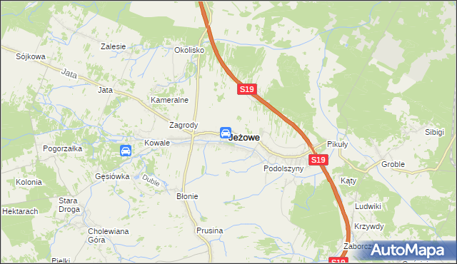 mapa Jeżowe, Jeżowe na mapie Targeo