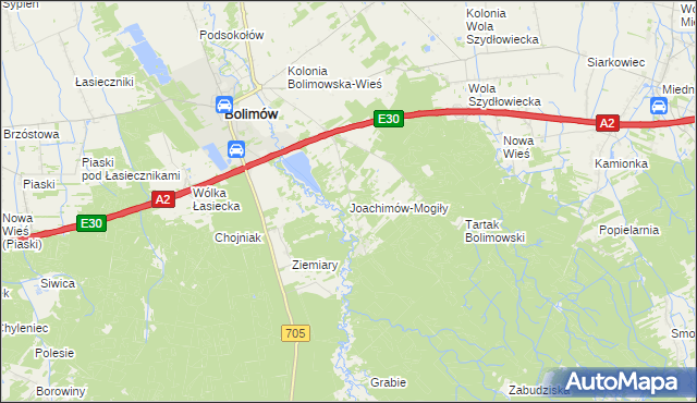 mapa Joachimów-Mogiły, Joachimów-Mogiły na mapie Targeo