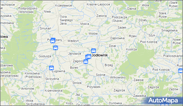 mapa Jodłownik, Jodłownik na mapie Targeo