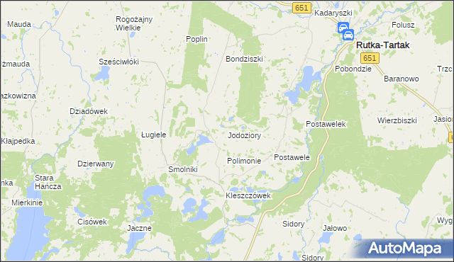 mapa Jodoziory, Jodoziory na mapie Targeo