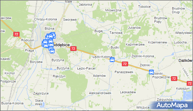 mapa Józefka gmina Poddębice, Józefka gmina Poddębice na mapie Targeo