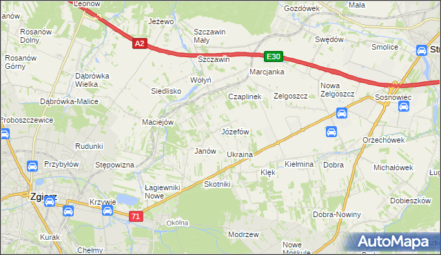 mapa Józefów gmina Zgierz, Józefów gmina Zgierz na mapie Targeo