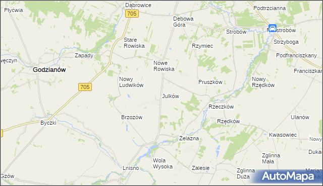mapa Julków gmina Skierniewice, Julków gmina Skierniewice na mapie Targeo