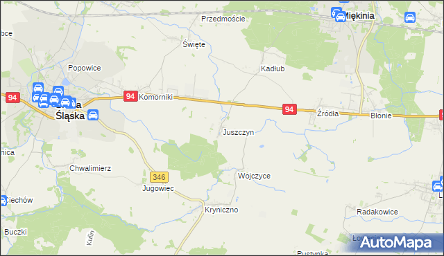 mapa Juszczyn gmina Środa Śląska, Juszczyn gmina Środa Śląska na mapie Targeo