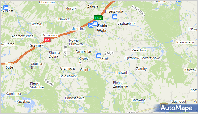 mapa Kaleń gmina Żabia Wola, Kaleń gmina Żabia Wola na mapie Targeo