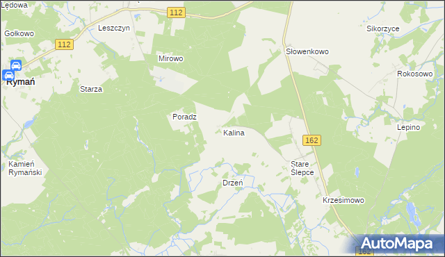 mapa Kalina gmina Sławoborze, Kalina gmina Sławoborze na mapie Targeo