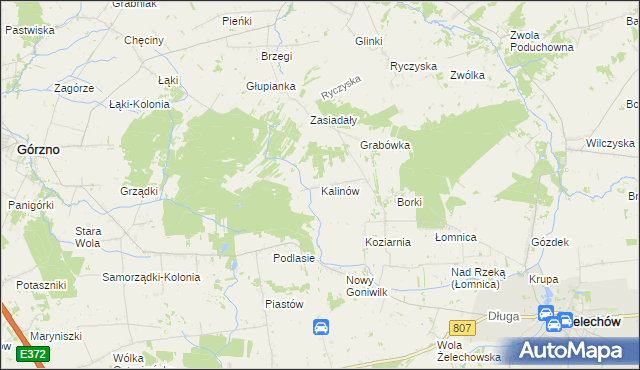 mapa Kalinów gmina Żelechów, Kalinów gmina Żelechów na mapie Targeo