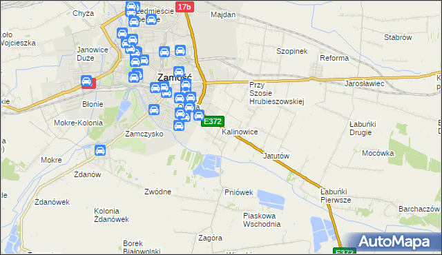 mapa Kalinowice gmina Zamość, Kalinowice gmina Zamość na mapie Targeo