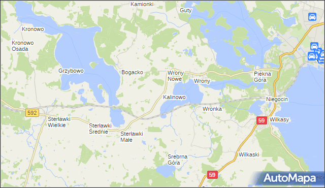 mapa Kalinowo gmina Giżycko, Kalinowo gmina Giżycko na mapie Targeo