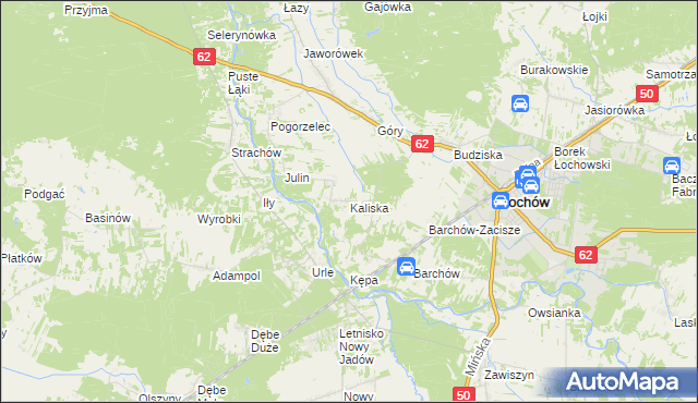 mapa Kaliska gmina Łochów, Kaliska gmina Łochów na mapie Targeo