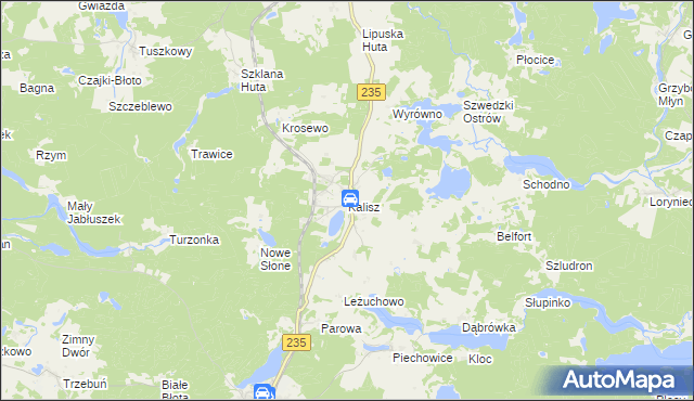 mapa Kalisz gmina Dziemiany, Kalisz gmina Dziemiany na mapie Targeo