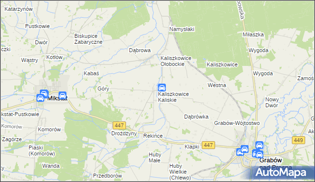 mapa Kaliszkowice Kaliskie, Kaliszkowice Kaliskie na mapie Targeo