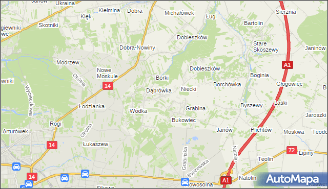 mapa Kalonka gmina Nowosolna, Kalonka gmina Nowosolna na mapie Targeo