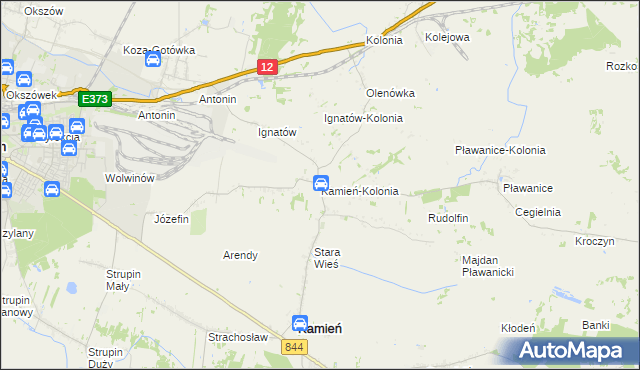 mapa Kamień-Kolonia gmina Kamień, Kamień-Kolonia gmina Kamień na mapie Targeo