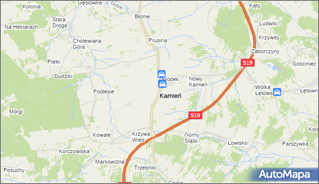 mapa Kamień powiat rzeszowski, Kamień powiat rzeszowski na mapie Targeo