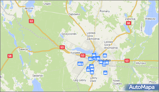 mapa Kamionek gmina Szczytno, Kamionek gmina Szczytno na mapie Targeo