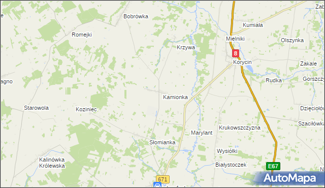 mapa Kamionka gmina Jasionówka, Kamionka gmina Jasionówka na mapie Targeo