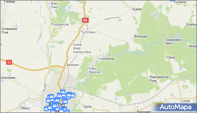 mapa Kamionka gmina Kwidzyn, Kamionka gmina Kwidzyn na mapie Targeo