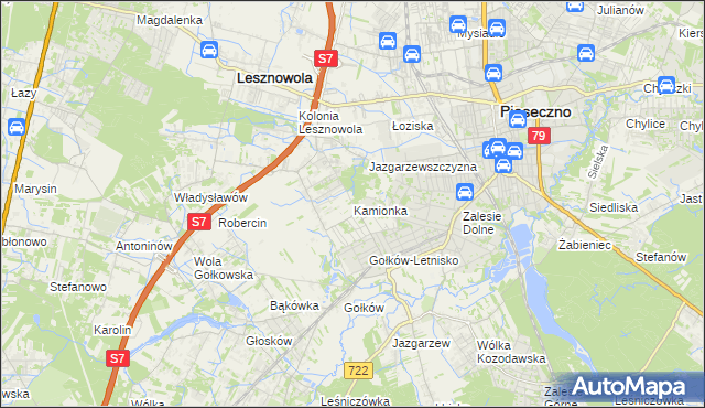 mapa Kamionka gmina Piaseczno, Kamionka gmina Piaseczno na mapie Targeo
