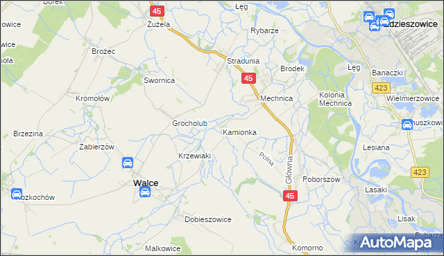mapa Kamionka gmina Reńska Wieś, Kamionka gmina Reńska Wieś na mapie Targeo