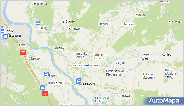 mapa Kamionka Górna, Kamionka Górna na mapie Targeo