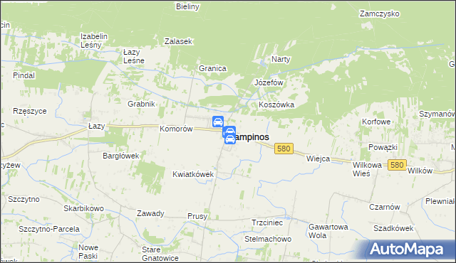 mapa Kampinos, Kampinos na mapie Targeo
