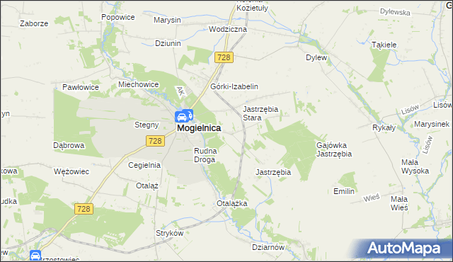 mapa Kaplin gmina Mogielnica, Kaplin gmina Mogielnica na mapie Targeo
