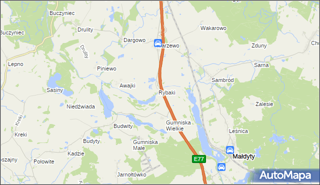 mapa Karczemka gmina Małdyty, Karczemka gmina Małdyty na mapie Targeo