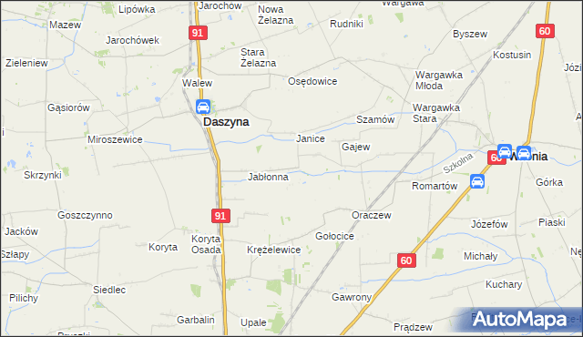 mapa Karkoszki gmina Daszyna, Karkoszki gmina Daszyna na mapie Targeo