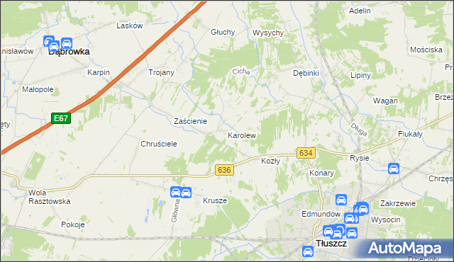 mapa Karolew gmina Dąbrówka, Karolew gmina Dąbrówka na mapie Targeo