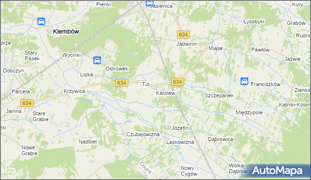 mapa Karolew gmina Klembów, Karolew gmina Klembów na mapie Targeo