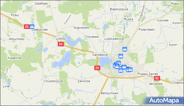 mapa Karolewice, Karolewice na mapie Targeo