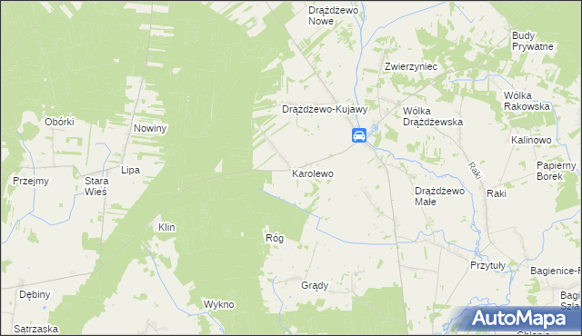 mapa Karolewo gmina Krasnosielc, Karolewo gmina Krasnosielc na mapie Targeo