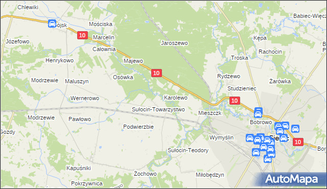 mapa Karolewo gmina Sierpc, Karolewo gmina Sierpc na mapie Targeo