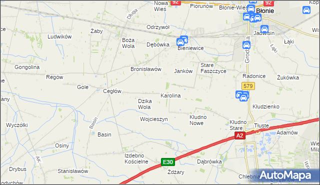 mapa Karolina gmina Baranów, Karolina gmina Baranów na mapie Targeo