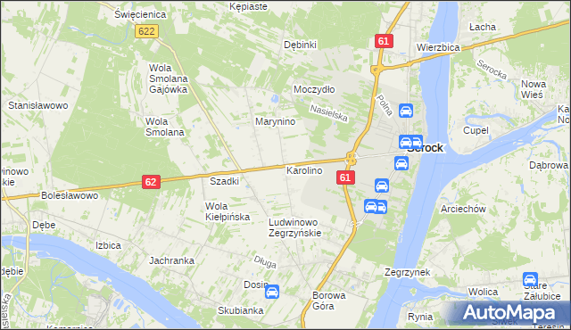 mapa Karolino gmina Serock, Karolino gmina Serock na mapie Targeo