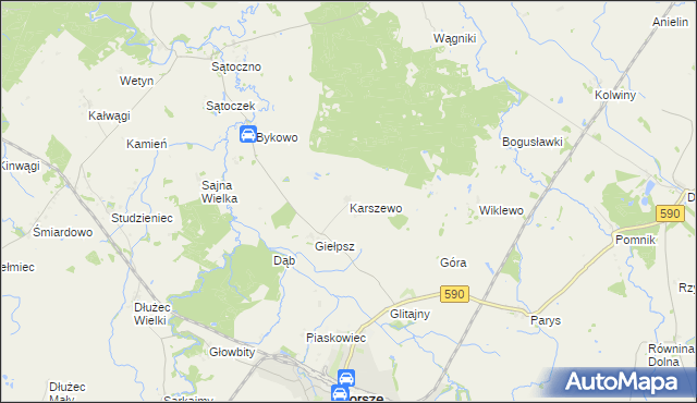 mapa Karszewo gmina Korsze, Karszewo gmina Korsze na mapie Targeo