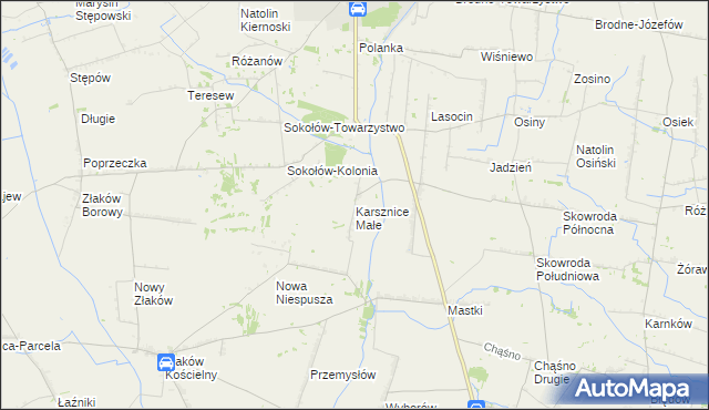 mapa Karsznice Małe, Karsznice Małe na mapie Targeo