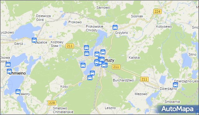 mapa Kartuzy, Kartuzy na mapie Targeo