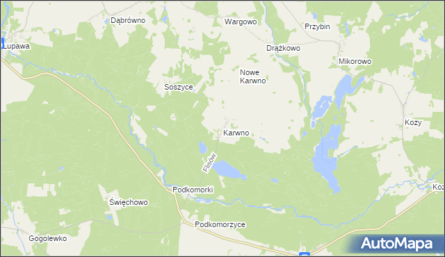 mapa Karwno, Karwno na mapie Targeo
