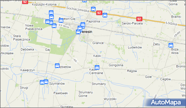 mapa Kaski gmina Baranów, Kaski gmina Baranów na mapie Targeo