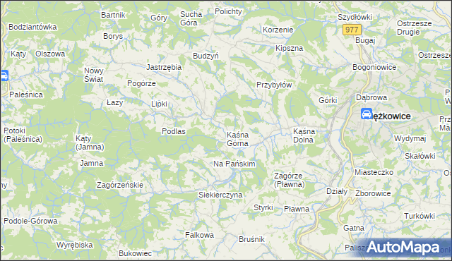 mapa Kąśna Górna, Kąśna Górna na mapie Targeo