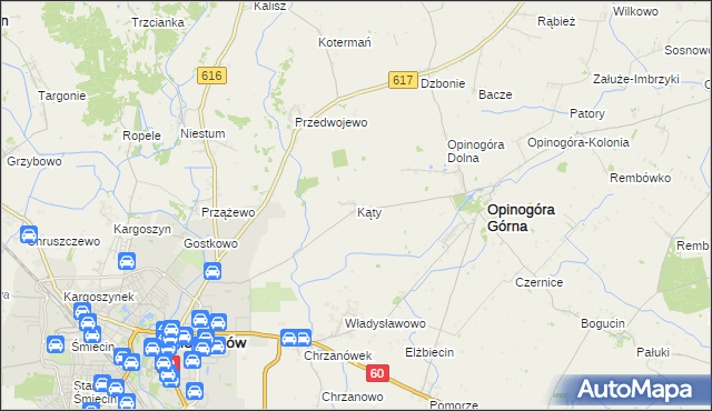 mapa Kąty gmina Opinogóra Górna, Kąty gmina Opinogóra Górna na mapie Targeo