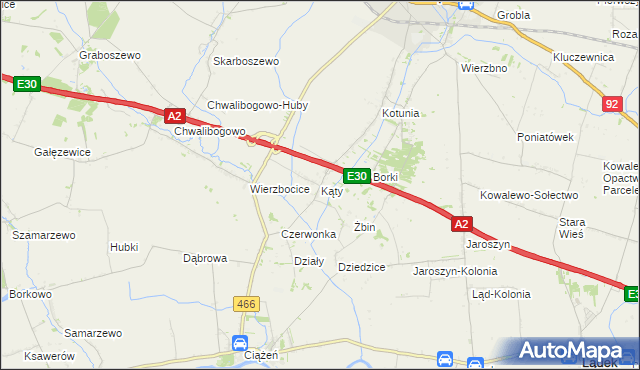 mapa Kąty gmina Słupca, Kąty gmina Słupca na mapie Targeo