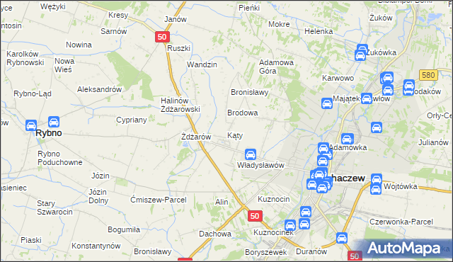 mapa Kąty gmina Sochaczew, Kąty gmina Sochaczew na mapie Targeo