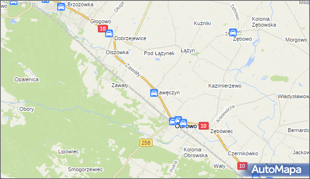 mapa Kawęczyn gmina Obrowo, Kawęczyn gmina Obrowo na mapie Targeo