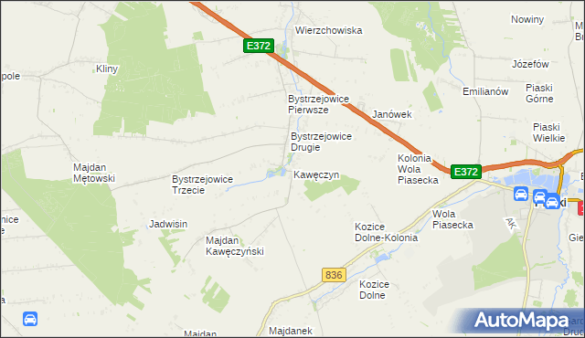 mapa Kawęczyn gmina Piaski, Kawęczyn gmina Piaski na mapie Targeo