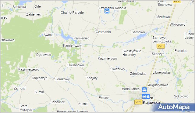 mapa Kazimierowo gmina Izbica Kujawska, Kazimierowo gmina Izbica Kujawska na mapie Targeo